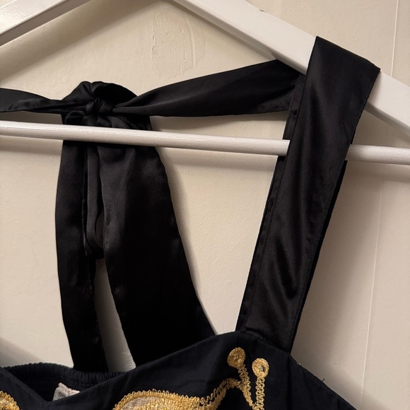 Free People Leaf Motif Black and Gold Embroidered Dress - Picture 6 of 11